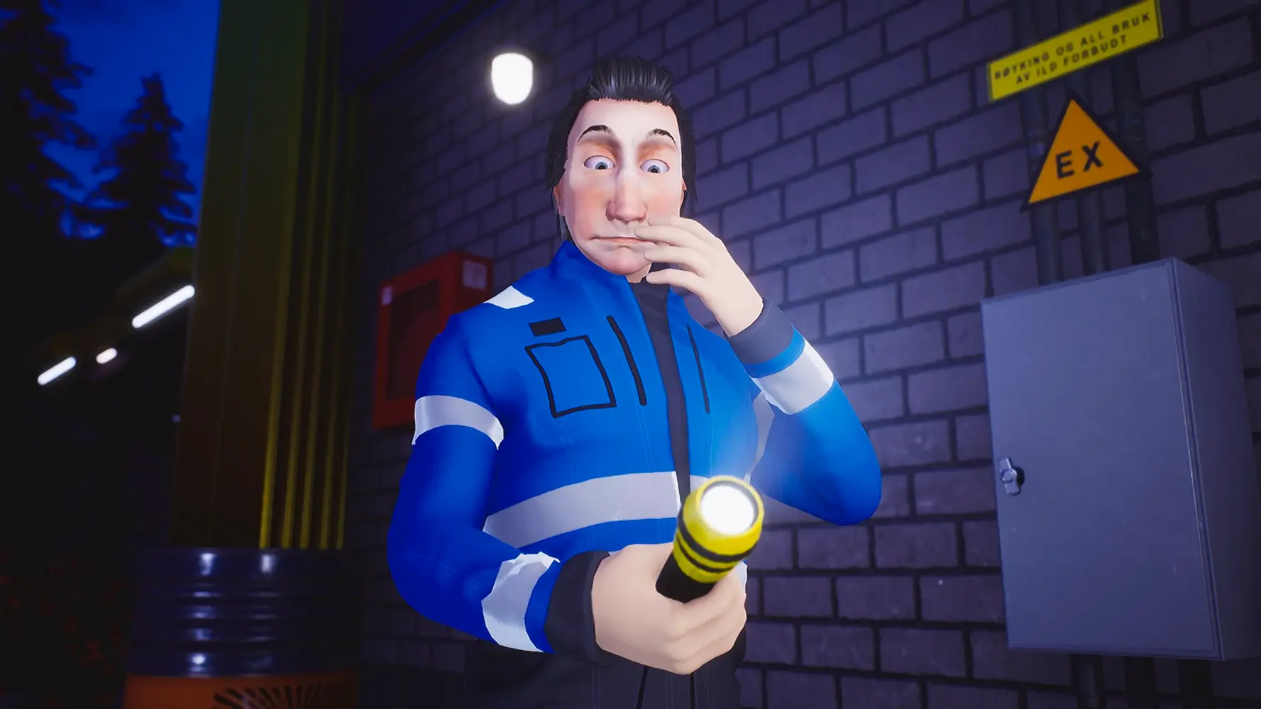 Person with flashlight
